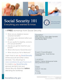 Social Security 101 | Dorothy C. Benson Senior Multipurpose Complex